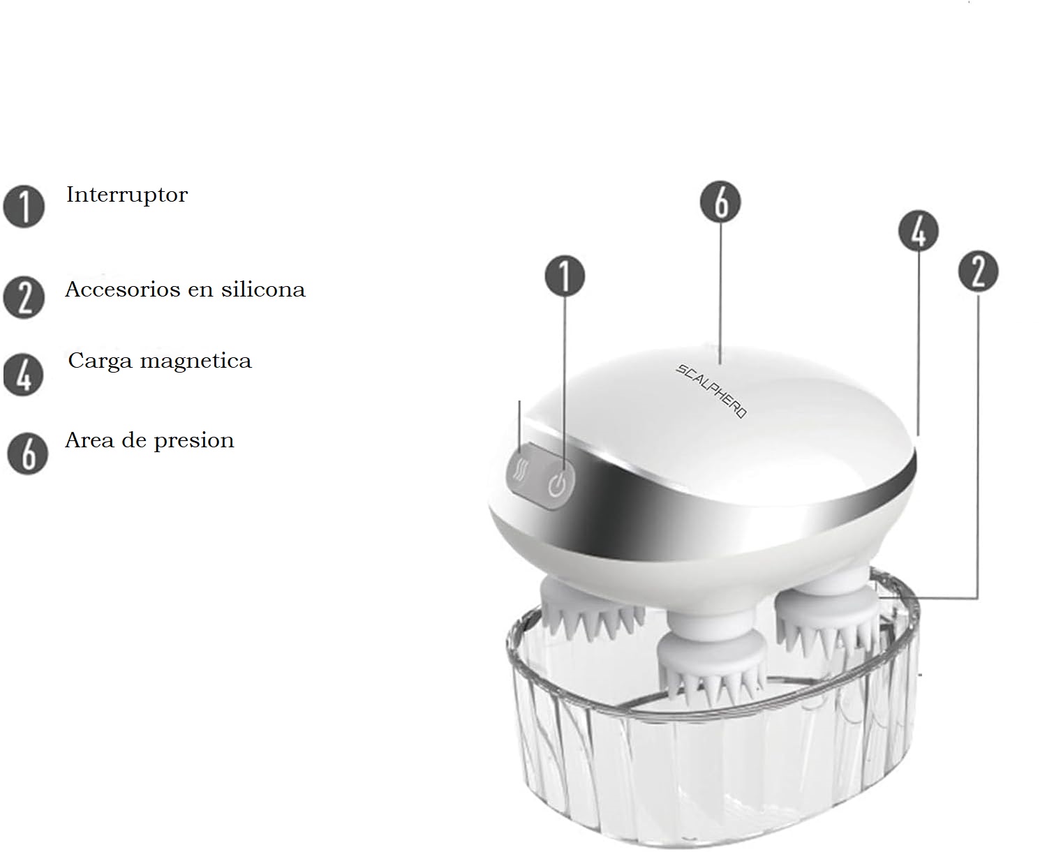 Miniatura 6 de Masajeador Recargable de Cabeza Capilar